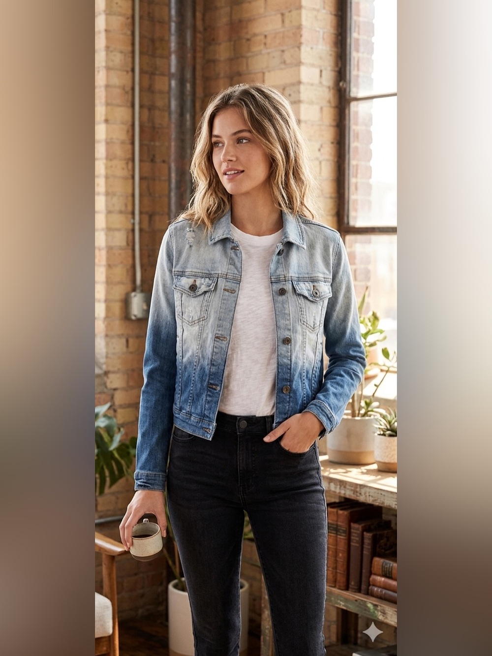 Rock & Republic Ombre Light-to-Dark Blue‎ Denim Jacket